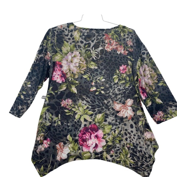 Time & Tru Women's Sublimation Long Sleeve Floral Blouse Med 8-10 NWT - Picture 2 of 12